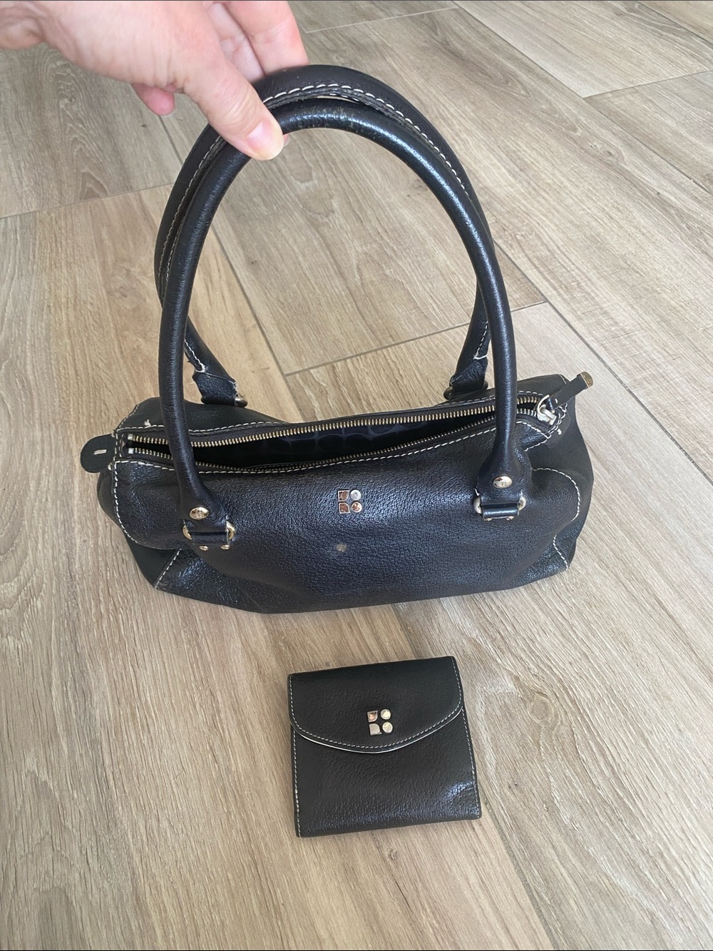 Vintage Kate Spade Black Women's Leather Handbag and Wallet Set